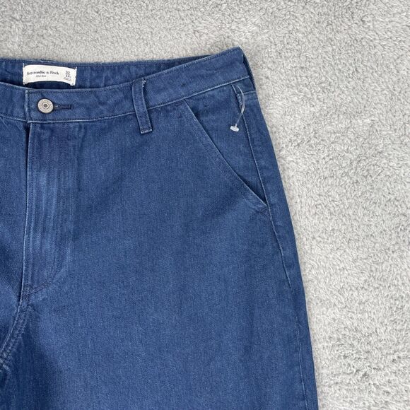 Abercrombie & Fitch Jeans Womens Size 32/14 Mid-Rise Curve Love Baggy DK Wash - Picture 4 of 10
